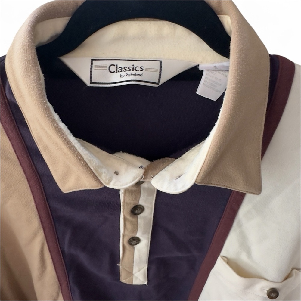 Vintage Colorblock Long sleeve Polo Shirt - Picture 3 of 3